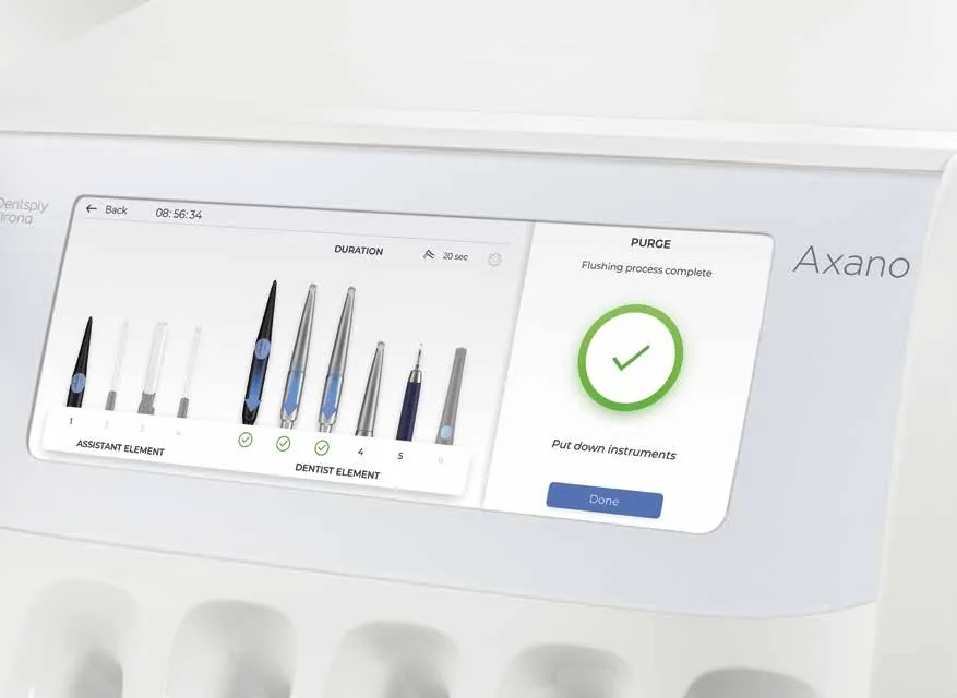 Pantalla Smart Touch del Axano con el proceso de higiene guiado
