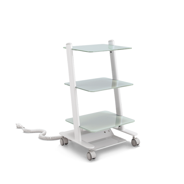Carrito Móvil "C3RGLASS" Tres Estantes de Vidrio, Electrificado — Zilfor