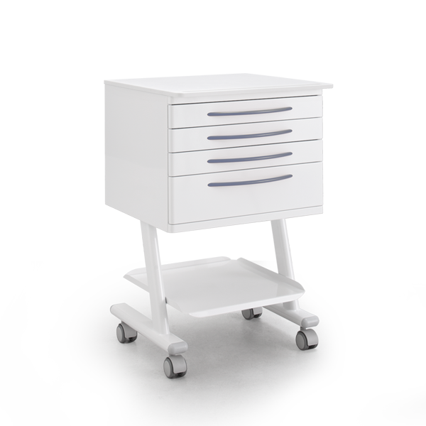 Carrito Móvil 4 Cajones Blanco, Encimera Laminada Mod. RC4K — Zilfor