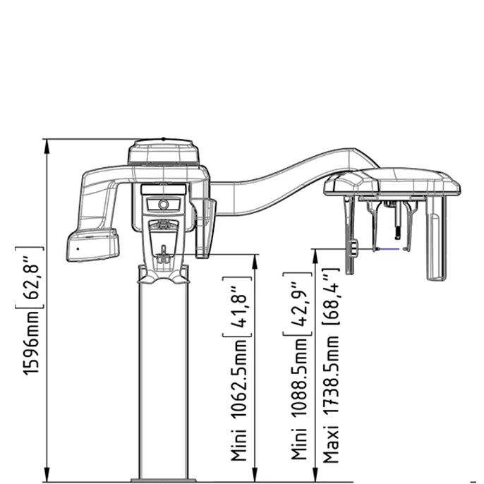 Dimensiones del CS 8200 3D con cefalométrico
