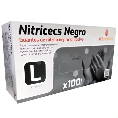Icemedics Guantes Nitrilo Negro Nitricecs – Caja 10 dosificadores - SP Integra Canarias